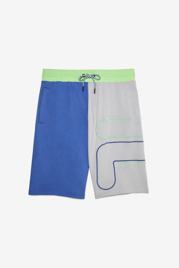 Fila Sami Cotton Men's Shorts - Grey/Blue/Green,NZ 416-32709